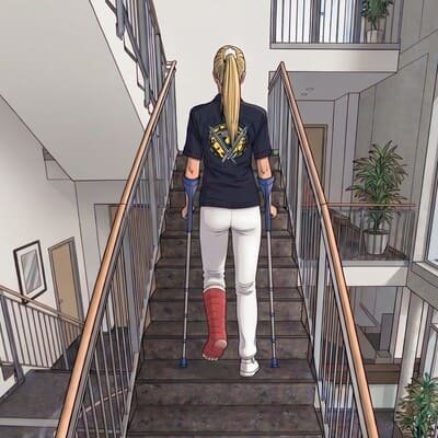 Treppensteigen mit Krücken leicht gemacht